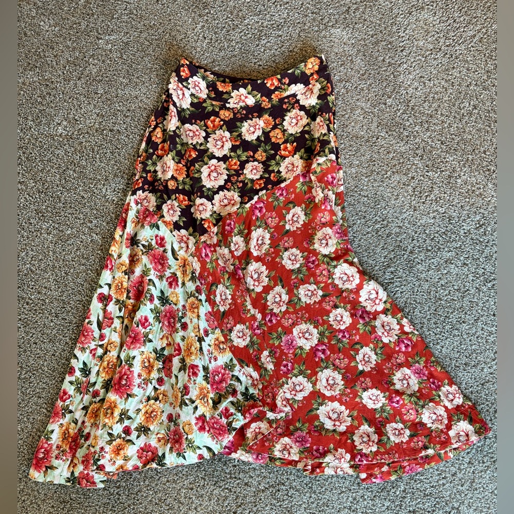 Anthropologie Farm Rio Floral Asymmetrical Skirt